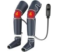 Masseur de jambes avec compression d'air pour la circulation et la relaxation musculaire, fonction 2 niveaux de chaleur, appareil de massage séquentiel pour les pieds, 4 modes, 4 intensités