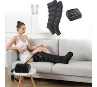 Masseur de jambes et de pieds à compression d'air - Machine électrique de circulation et de drainage lymphatique pour soulager la douleur et la relaxation - Traitement à 6 cavités pour les jambes et