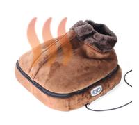 Masseur de Pied Chauffant 360° - FISHTEC - Doux - Lavable - Convertible Coussin Chauffant Marron
