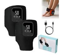 Masseur De Pieds, Masseur De Cheville Et De Pied Avec Chaleur Et Vibrations, 5 Modes De Massage Et 6 Niveaux De Chaleur, Portable Rechargeable For La Semelle Du Talon(B-black,2pcs)