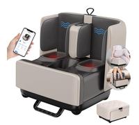 Masseur de pieds Shiatsu 2 en 1 et repose-pieds, masseur de mollet avec chaleur, pétrissage, vibration, compression pour pieds, cheville, jambes, muscles fatigués et fasciite plantaire, toute la