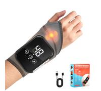 Masseur de Poignet Sans Fil avec Chaleur Vibration, Appareil de Massage pour Poignet Rechargeable, 3 Niveaux de Chaleur, 3 Modes, Soulage la Tendinite et le Syndrome du Canal Carpien (Gris 1 pièce)