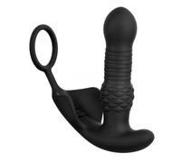 Masseur de Prostate Automatique avec Fonction Va-et-vient - 9 Modes de Poussée & 9 Vibrations - Plug Anal avec Anneau Pénien & Télécommande - Silicone Médical & Étanche - Noir (Application)