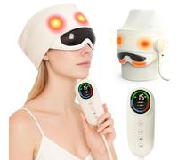 Masseur de tête électrique 2 en 1 avec coussin d'air 5 zones et chaleur oculaire, avec 4 modes de massage et compresse chauffante pour les yeux à 3 niveaux pour soulager le stress, meilleur cadeau