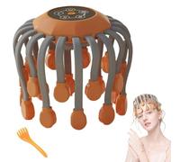 Masseur de Tête For Soulager Les Migraines avec Musique, The Vibra Calm, Masseur de Maux de Tête For Migraines avec 20 Points de Vibration, Masseur de Tête Électrique For Cuir Chevelu(Orange,Upgraded)