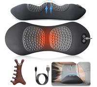 Masseur de thérapie du dos 3 en 1 avec chaleur, masseur triple fusion amélioré, massage par vibration, traction, soutien de la colonne vertébrale à 26°, contour ergonomique, pour dormir à la maison et