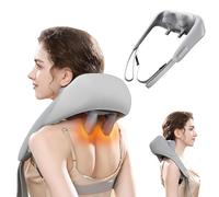 Masseur Dos Et Cervicales Avec Chaleur,Sans Fil 5D Shiatsu Appareil de Massage électrique Pour Cou,Dos,Jambes,épaules,Masseur Shiatsu pour La Maison Bureau,Cadeaux pour Meres Papa (Gris)