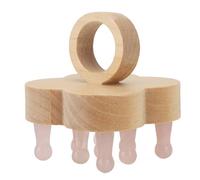Masseur du cuuleyn Masseur du cuir chevelu, pierre en bois, Ergonomic Portable Four Leaf Clover Peigne de dents polies Spa Défense maison Utilisation du masseur de tête Beech Wood (Rosa)