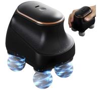 Masseur électrique à percussion à 4 têtes pour la relaxation musculaire - 5 niveaux réglables, appareil de massage par vibration rechargeable pour cou, dos, épaules, jambes (noir)
