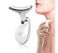 Masseur Facial,Appareil Anti Rides Massage Visage,Massage Visage Appareil,Sans Fil Masseur Visages 45°C Chaleur, Appareil De Beauté 3 Modes Led - Raffermissement & Cou Anti-âGe (White)