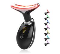 Masseur facial avec lumière LED : appareil facial de 7 couleurs, baguette de tension pour rides du cou, outil de vibration pour soins de la peau, noir
