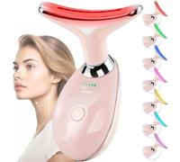 Masseur facial pour le visage et le cou, 3 modes de massage anti-âge du cou et des yeux avec lumière LED 7 couleurs, lumière rouge pour les soins de la peau, appareil de levage du visage avec