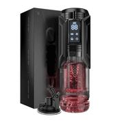 Masseur intime masculin for adulte, écran LCD, ventouse, rotation télescopique, vibration(Type B-Red-box)