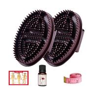 Masseur manuel d'acupression - Taille 15 x 10 cm, grattoir relaxant pour la peau, marron, violet, transparent | Contenu de 100 ml d'huile incluse Tableau en cuir Règle Kit de réduction de la cellulite
