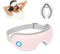 Masseur Oculaire Intelligent Danfies avec Chaleur et Refroidissement, Coussins de Massage Des Tempes Coulissants, Masque Oculaire Rechargeable pour Soulager Les Migraines, Masque(Pink)
