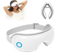 Masseur Oculaire Intelligent Danfies avec Chaleur et Refroidissement, Coussins de Massage Des Tempes Coulissants, Masque Oculaire Rechargeable pour Soulager Les Migraines, Masque(blanc)