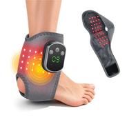 Masseur Pieds Chevilles 3 en 1 avec Lumière rouge, Chaleur et Vibrations, Coussin Chauffant Cheville avec 5 Chauffant, 3 Modes, Appareil de Massage Pieds Portable Cadeau pour Maman, Papa