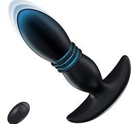 Masseur Prostâte avec 9 Modes de Vibration SexT oy Stimulateur Plug avec Anneau de Choc Télécommande Stimulation Gode pour Hommes Femmes LX3