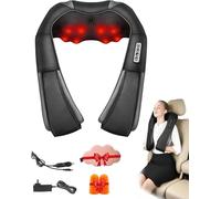 Masseur Shiatsu pour le cou et les épaules avec chaleur, pétrissage des tissus profonds 3D, masseur électrique portable avec sac de transport pour bureau, maison, voiture, soulagement des douleurs