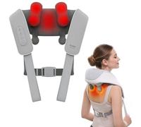 Masseur Shiatsu sans fil pour le cou et le dos avec chaleur, 10 minutes x 12 utilisations, 3 modes de massage et 2 niveaux d'intensité, pétrissage 3D des tissus profonds pour soulager la douleur