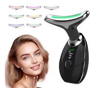 Masseur Visage Électrique, Appareil Anti-Rides à 7 Couleurs avec 3 Modes de Massage, Masseur Visage et Cou Vibrant pour Raffermissement et Douceur de la Peau (Noir)