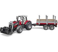 Bruder Tractor Massey Ferguson 7480 C/pisa And Trailer 02046 Argenté