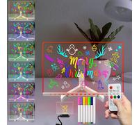 Masshomi 20 * 30CM Tableau effaçable à sec en acrylique avec support 7 couleurs Changement 7 marqueur Télécommande LED Signe Allumer DIY Écriture Dessin Message Note Tableau Mémo Menu à faire Liste