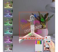 Masshomi Dry Eraser Board avec support RGB 7 Télécommande à changement de couleur 7 marqueurs Panneau de notes de message lumineux pour enfants Bar École Maison(15 * 15CM)