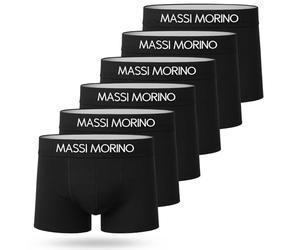 Massi Morino Boxers Homme en Coton (Lot de 6) | sous-vêtements Noirs avec Large Ceinture élastique | sans étiquette & Respirants (Taille M)