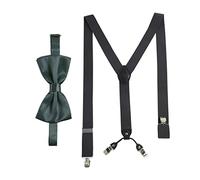 Massi Morino Bretelles avec noeud papillon Set pour hommes et femmes I Bretelles en Y élastiques avec clips extra forts - 3,5cm de large - longueur réglable I Cravate pré-attachée pour costume