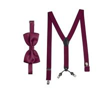 Massi Morino Bretelles avec noeud papillon Set pour hommes et femmes I Bretelles en Y élastiques avec clips extra forts - 3,5cm de large - longueur réglable I Cravate pré-attachée pour costume
