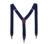 Massi Morino Bretelles hommes 3,5cm de large - Bretelles élastiques réglables en cuir véritable avec clips extra forts I Suspenders en forme de Y pour hommes, boîte cadeau incluse