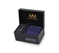 Massi Morino Cravate Homme - avec mouchoirs de poche, boutons de manchette et Pinces à cravates | Coffret cadeau | Accessoires de Fete de Mariage