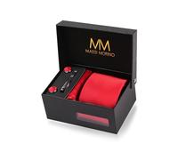 Massi Morino Cravate Homme Carré de champagne et mouchoirs de poche, boutons de manchette et Pinces à cravates | Coffret cadeau | Accessoires de Fete de Mariage