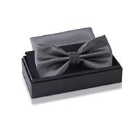 Massi Morino Noeud papillon Anthracite avec pochette pour homme Set - Costume homme noeud papillon pour mariage - Noeud réglable Gris