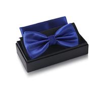 Massi Morino Noeud papillon bleu royal avec pochette pour homme Set - Costume noeud papillon homme pour mariage - Noeud réglable en bleu