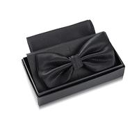 Massi Morino Noeud papillon noir avec pochette pour homme Set - Costume noeud papillon homme pour mariage - Noeud réglable en Black