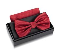 Massi Morino Noeud papillon rouge bordeaux avec pochette pour homme - Noeud papillon pour homme en costume de mariage - Noeud réglable en rouge bordeaux