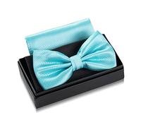 Massi Morino Noeud papillon turquoise avec pochette pour homme Set - Costume noeud papillon homme pour mariage - Noeud réglable en aigue-marine
