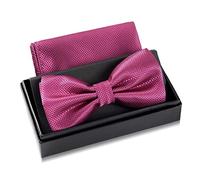 Massi Morino Noeud papillon violet avec pochette pour homme - Noeud papillon de mariage pour homme - Ruban réglable en violet