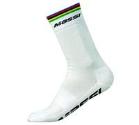 Massi World Champion - Chaussettes de Cyclisme Unisexe, Couleur Blanc, Taille M
