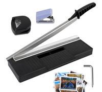 Massicot A4, 34 cm En Acier Inoxydable avec Base Métal Et Arrondis R4, Massicot Guillotine Manuel, Coupe Papier Précis pour 8 Feuilles, Guillotine Papier, Massicot Scrapbooking pour Bureau Et Maison