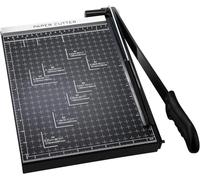 Massicot A4-B7, coupe-papier à guillotine pour carton, longueur de coupe de 300 mm, base métallique avec verrouillage de sécurité de la lame et doubles guides, capacité de 12 feuilles (Noir)