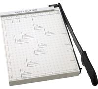 Massicot A4-B7, coupe-papier à guillotine pour carton, longueur de coupe de 300 mm, base métallique avec verrouillage de sécurité de la lame et doubles guides, capacité de 12 feuilles (Blanc)