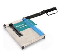 Massicot professionnel à levier, Coupeur à levier A4, B5, A5, base métallique avec guide magnétique, Coupe jusqu'à 15 feuilles, Coupe papier pour bureau maison ou école Blanc