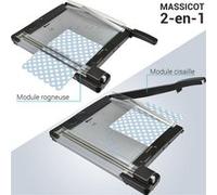 WAYTEX 77292 Massicot Rogneuse 2 en 1 pour Papier Carton et Feuilles Plastifiées Lame guillotine capacité 10 feuilles + 3 formes de découpe droite, ondulée, pointillée
