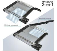 Massicot Rogneuse 2 en 1 Papier Carton Feuilles Plastiques Capacité 10 feuilles + 3 formes de découpe droite, ondulée, pointillée G