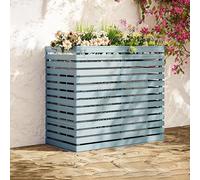 Massif Cache Climatiseur Extérieur Cadre Décoratif，Couvercle Climatisation Bois ，Clôture De Climatiseur Décorati, Écran De Confidentialité Pour Protection De Unité Extérieur(Color:Blauw,Size:105*45*10