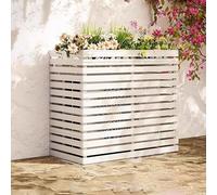 Massif Cache Climatiseur Extérieur Cadre Décoratif，Couvercle Climatisation Bois ，Clôture De Climatiseur Décorati, Écran De Confidentialité Pour Protection De Unité Extérieur(Color:Wit,Size:105*45*100c