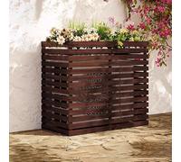 Massif Cache Climatiseur Extérieur Cadre Décoratif，Couvercle Climatisation Bois ，Clôture De Climatiseur Décorati, Écran De Confidentialité Pour Protection De Unité Extérieur(Color:Brown,Size:105*45*10